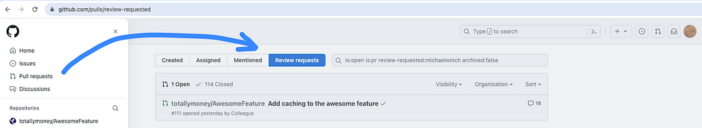 Pull request review requests