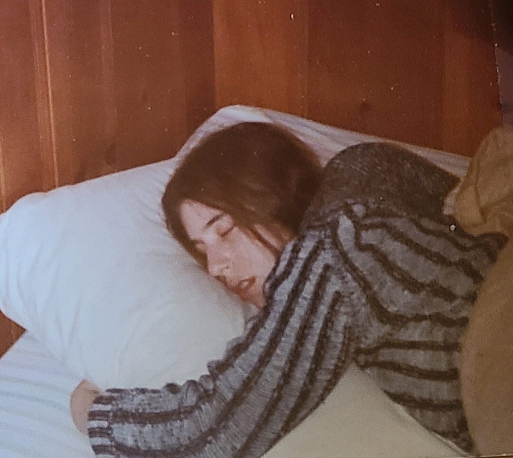 The author, in younger days, sleeping like a rock
