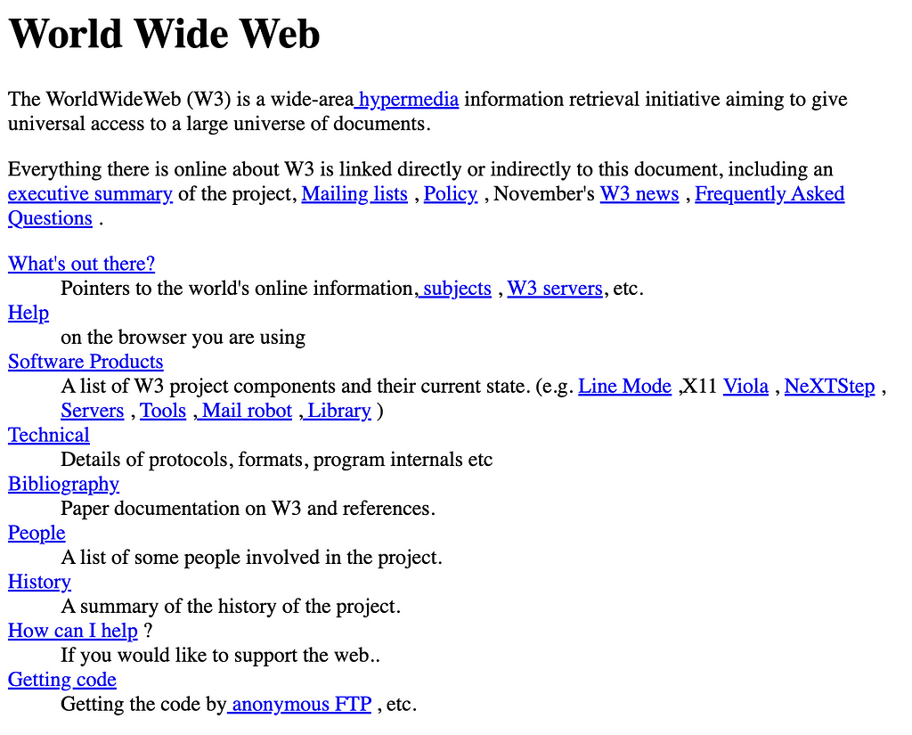 The first ever web page made On August 6, 1991 by Mr. Berners-Lee.