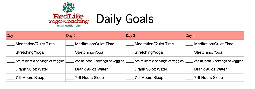 pic of a daily goals tracking worksheet