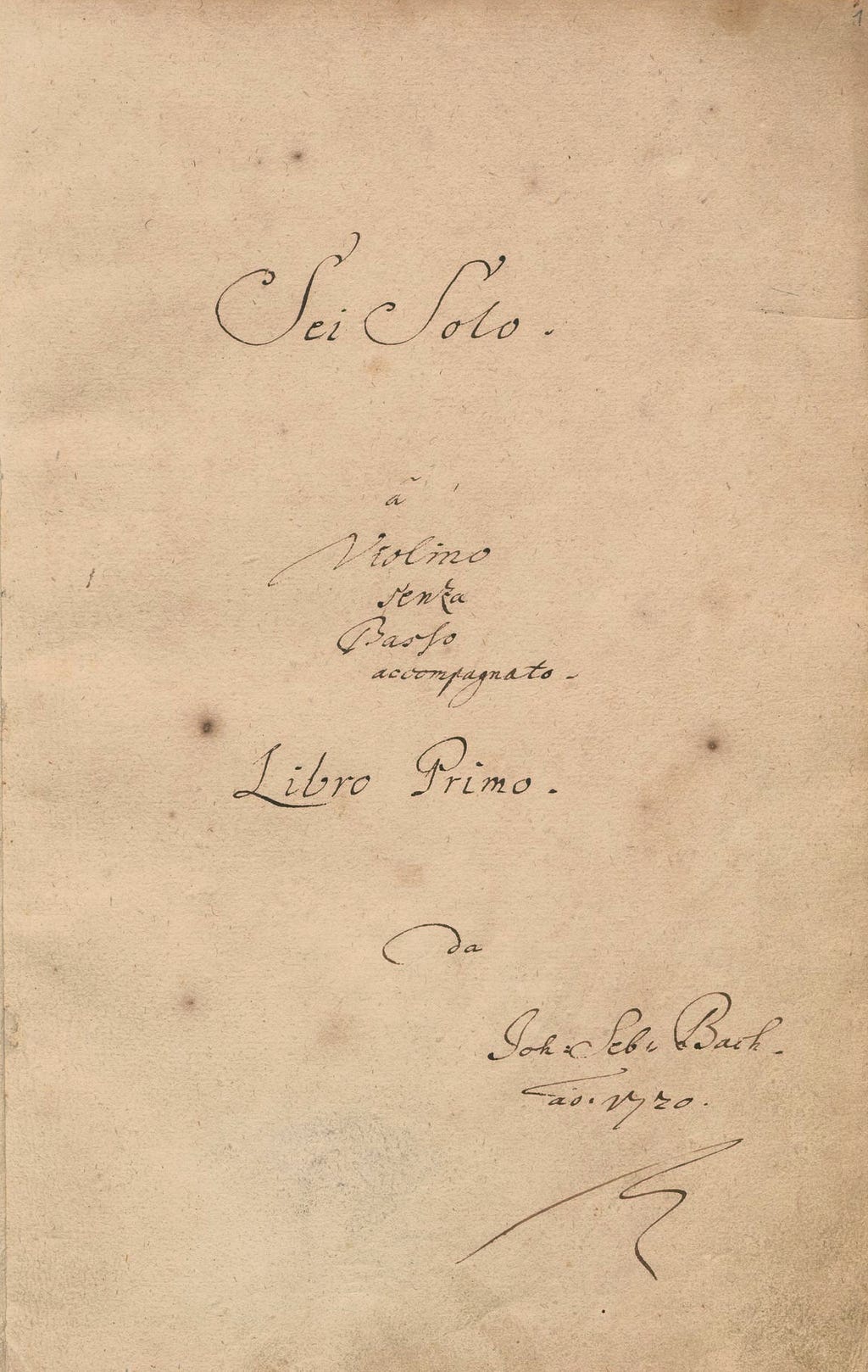 the title page of Bach’s Sonatas and Partitas for unaccompanied violin