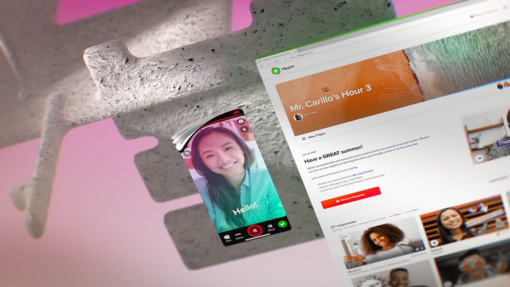 Flipgrid UI on mobile and desktop.