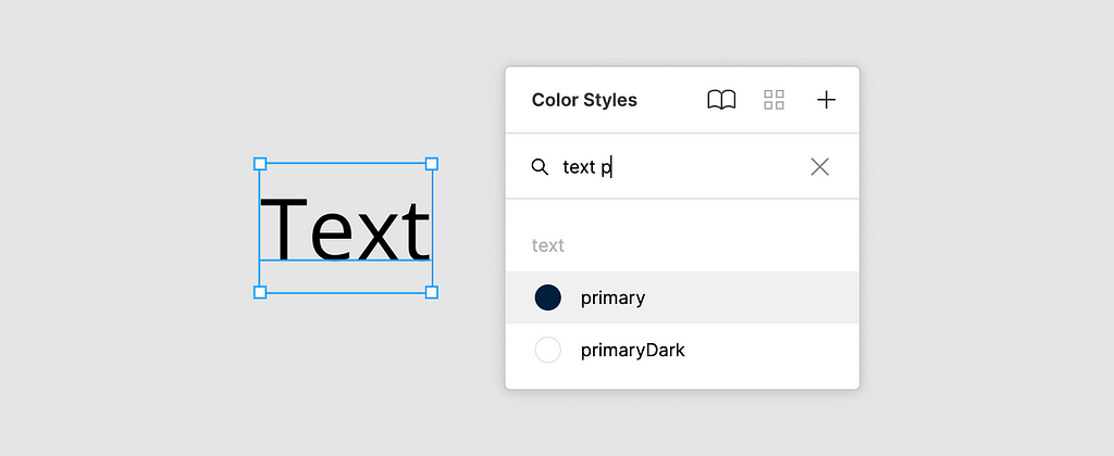 Selecting a color style for a text