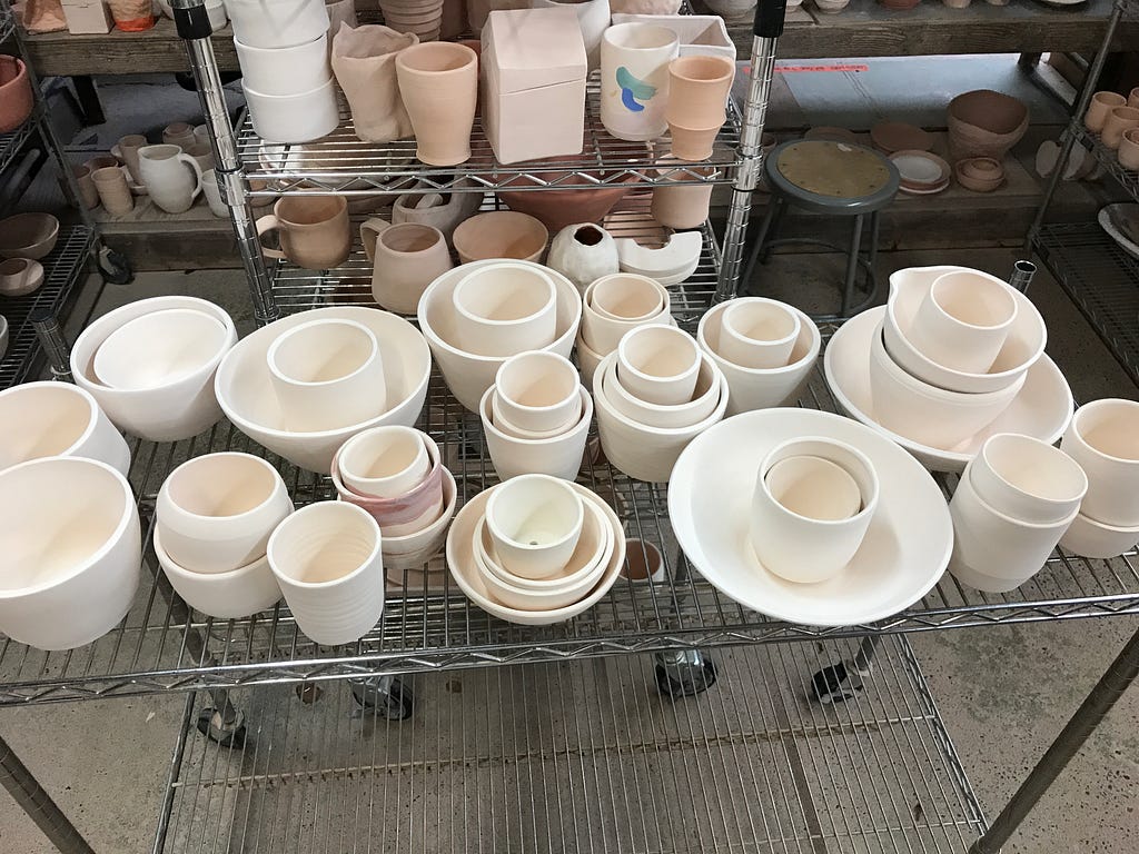 Unglazed bisqueware pottery