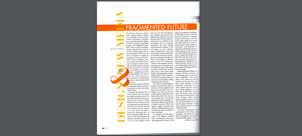 Darcy DiNucci’s Fragmented Future article on Print Magazine