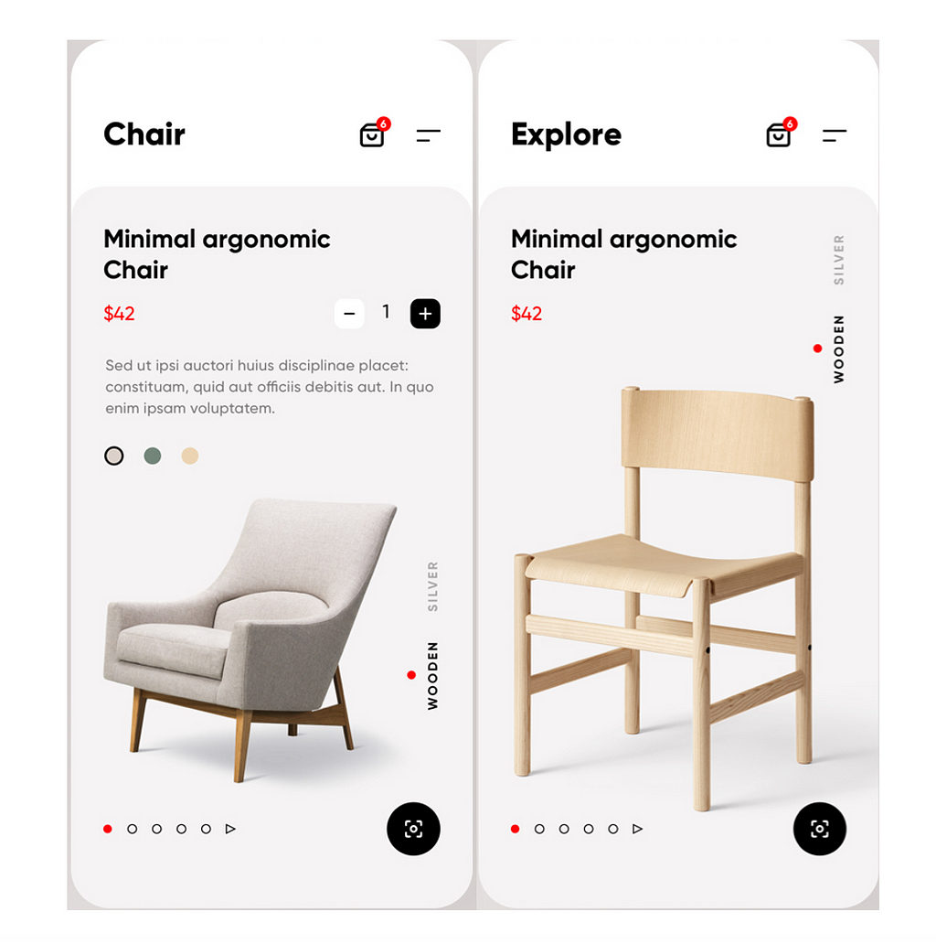 Figür 3: Ürün Galerisi — Furniture E commerce by Ali Sayed on Dribbble