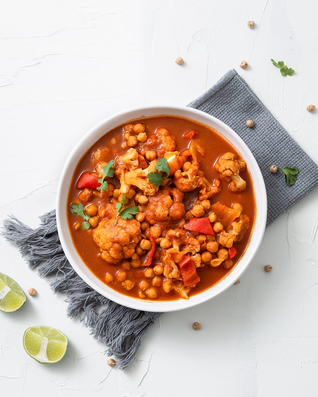 Curry with chickpeas and lettuce, healthy diet