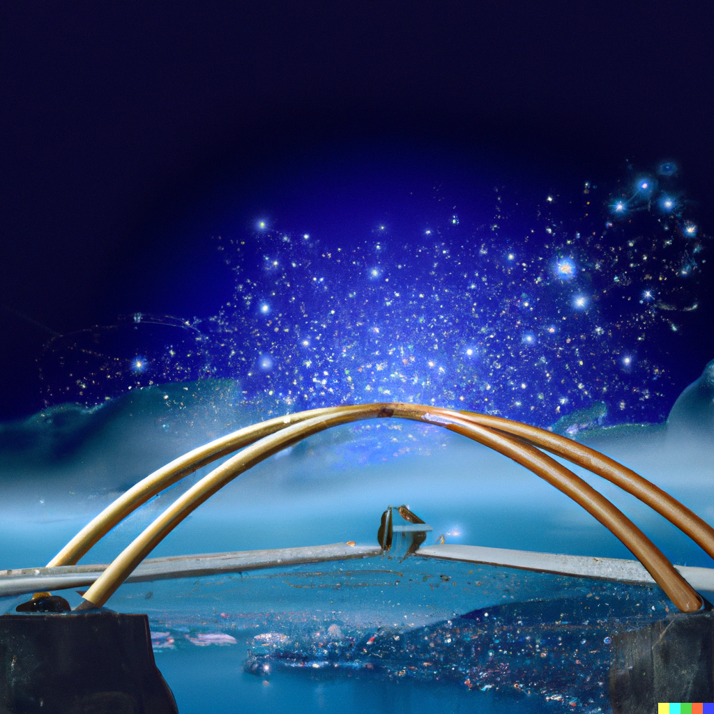 digital art of bridges interconnecting over a city.