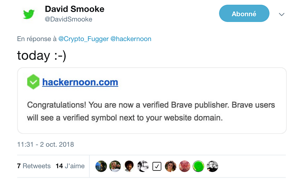 famous verified publishers on the brave browser bart