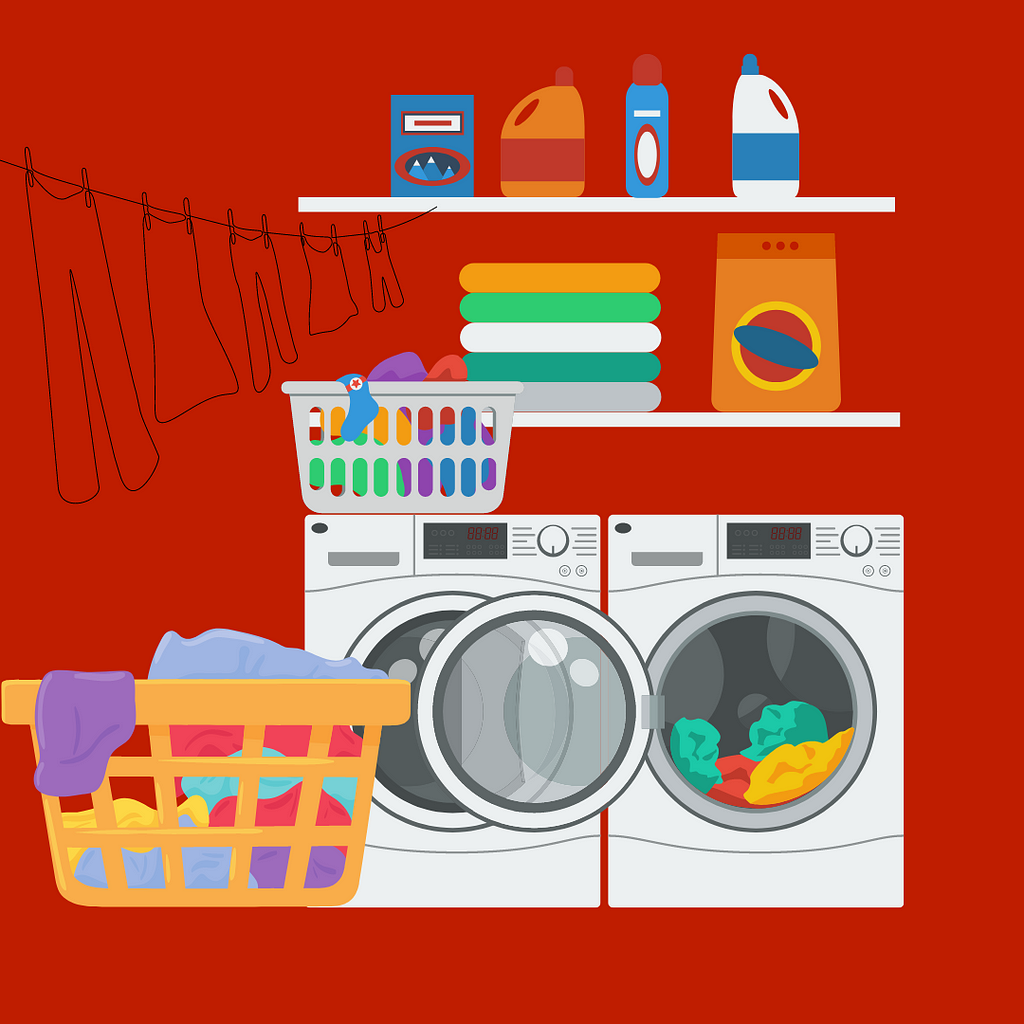 Image of a laundry room using graphics