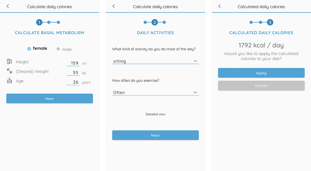 Three screenshots from the Planeatary app — described below in the image description.