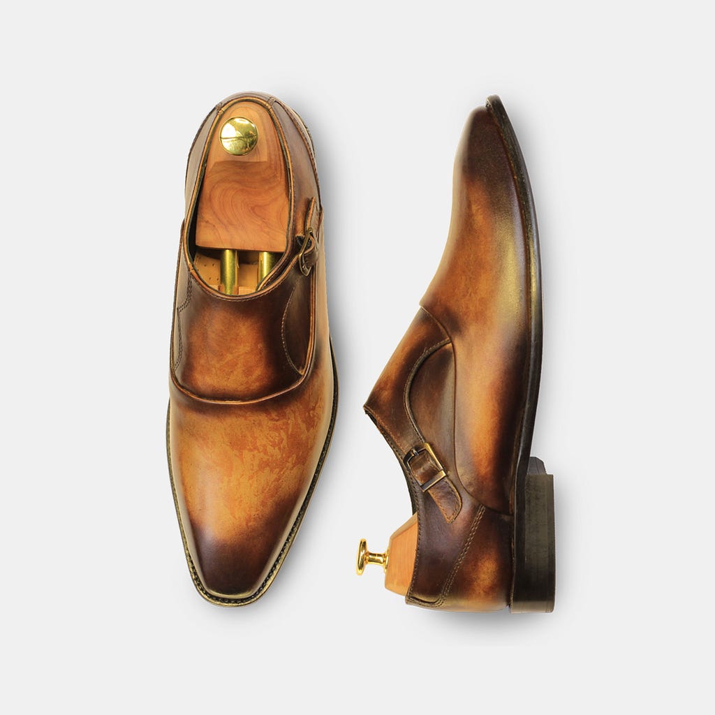 Leather formal monk strap shoes of brand Tan & Taw