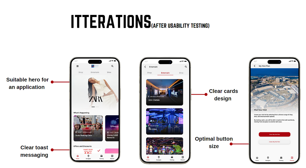 Test iterations with showing the changes made after testing