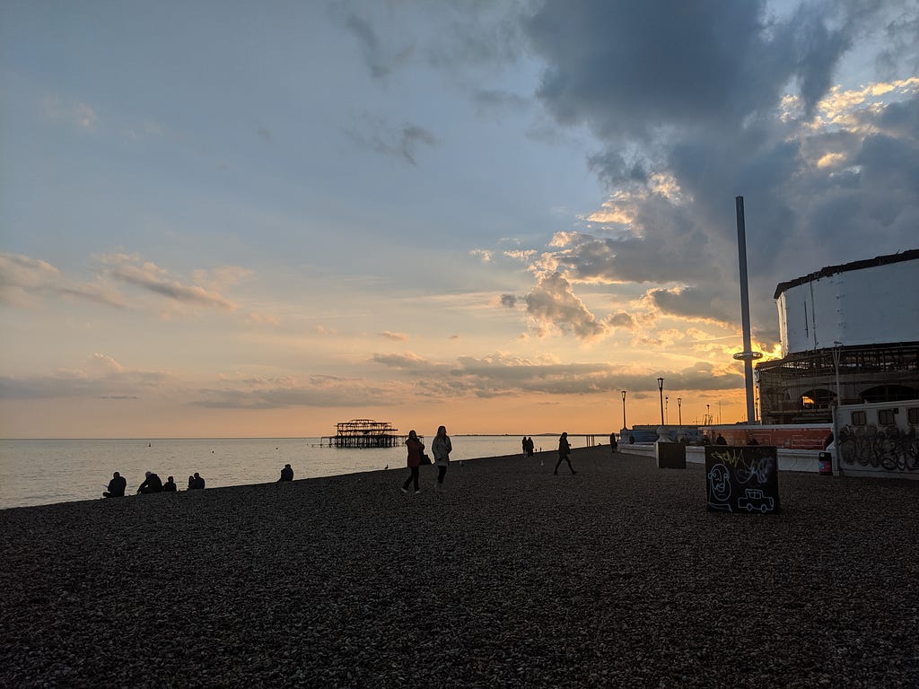 Sunset on Brighton beach