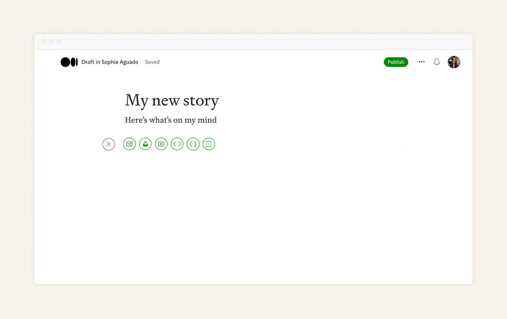 screenshot of the Medium editor