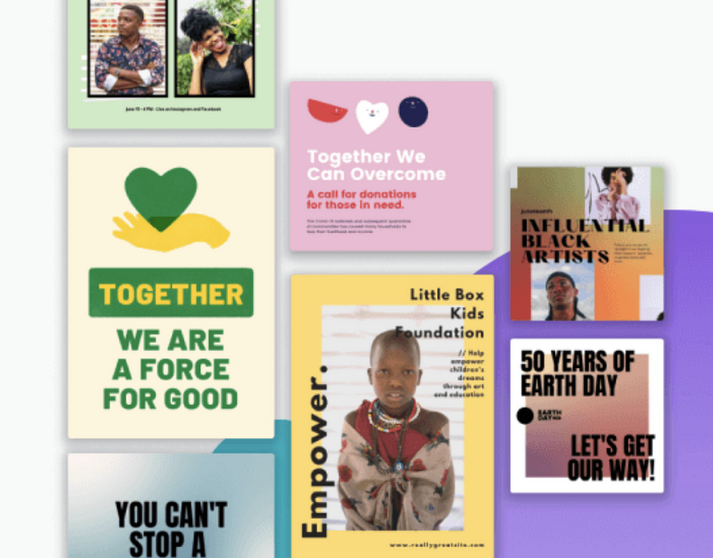 Closer screenshot of the imagery used in the onboarding flow for canva’s charity and non-profit UX flow