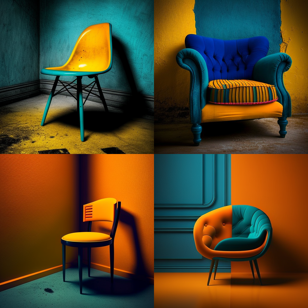 chairs, complementary colors