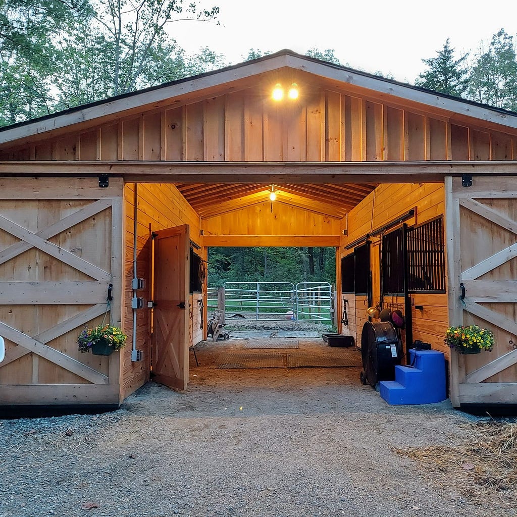 An inside view of the barn.