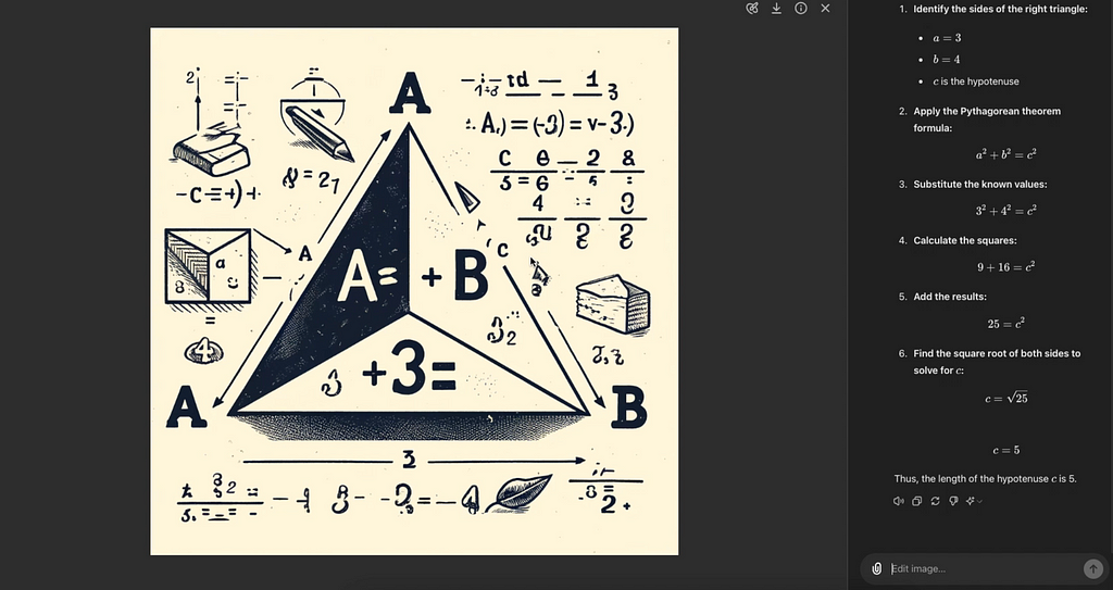 An AI image of pythagorean theorem