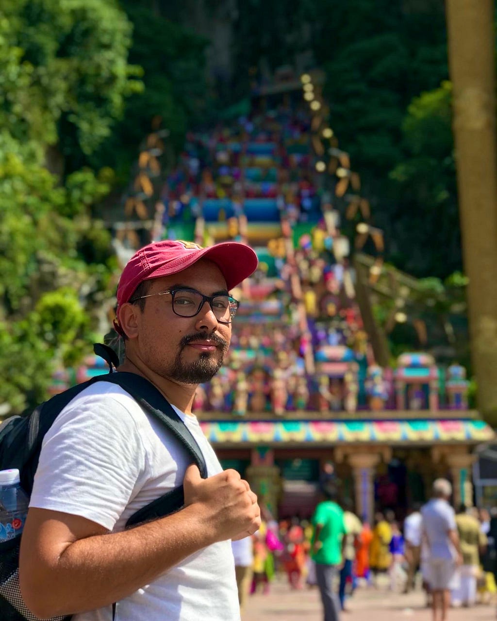 Picture of author with the backdrop of Batu Caves