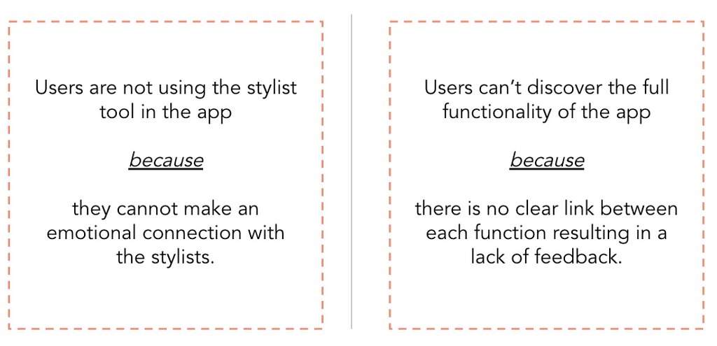 Users are not using the stylist tool as they cant make an emotional connection with the stylist & there is no clear link.