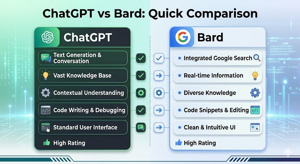 A Brief Comparison between ChatGPT and Bard
