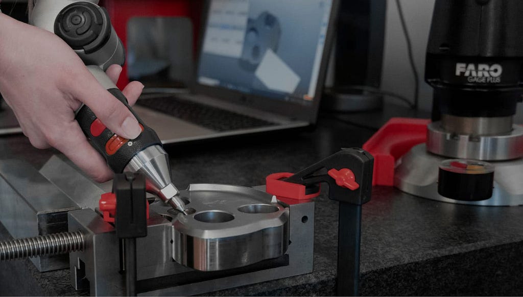 The process of measuring a part on a CMM