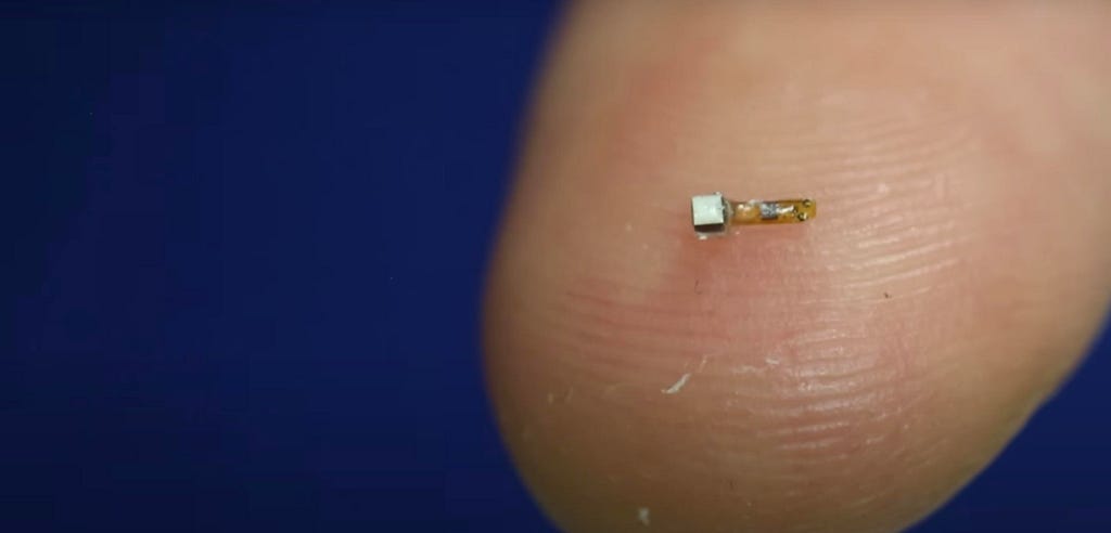 A “neural dust” implantable sensor developed by researchers at UC Berkeley. Image from UC Berkeley / CC BY 3.0