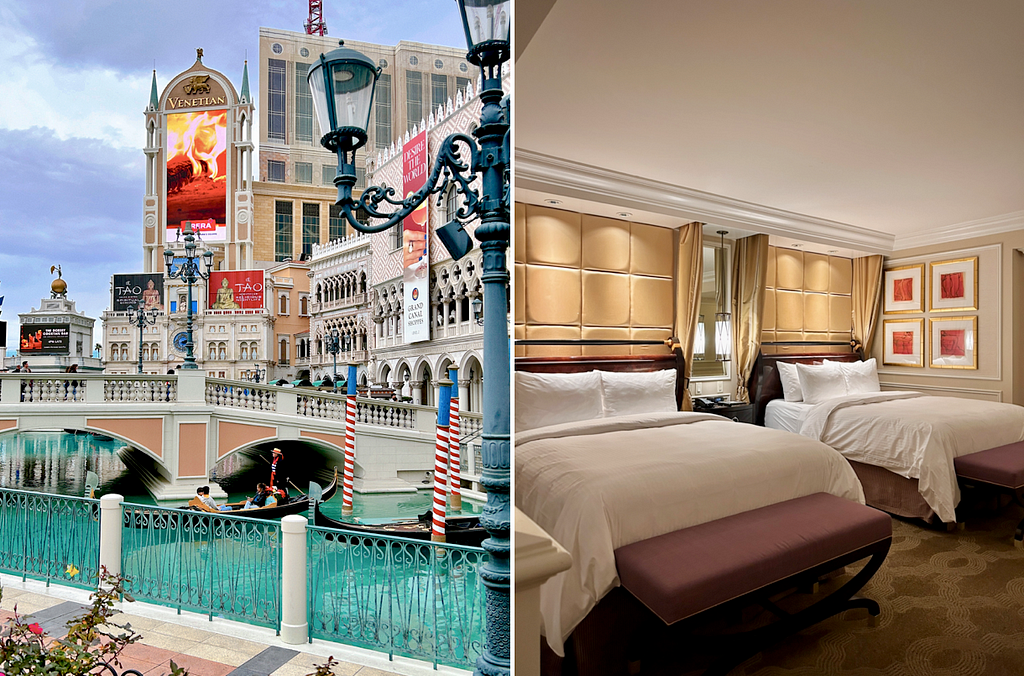 The Venetian Hotel view and room picture