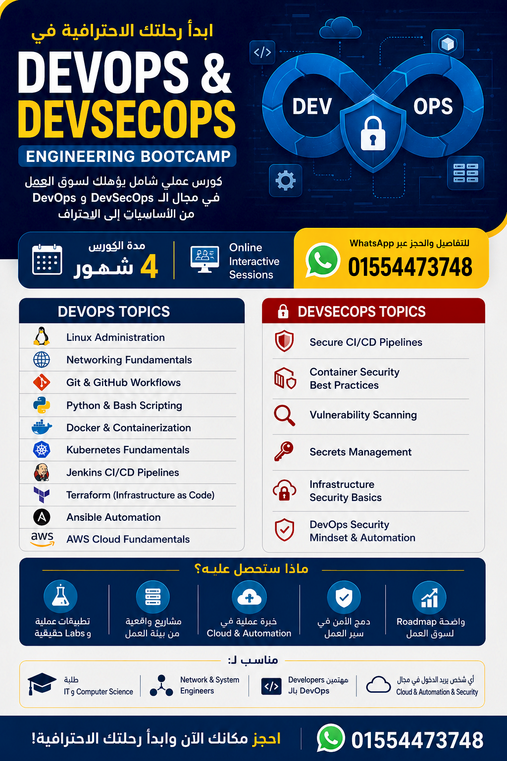 ابدأ رحلتك في عالم DevOps & Cloud☁️
لو هدفك تدخل واحدًا من أكثر المجالات طلبًا في سوق العمل فدي…
