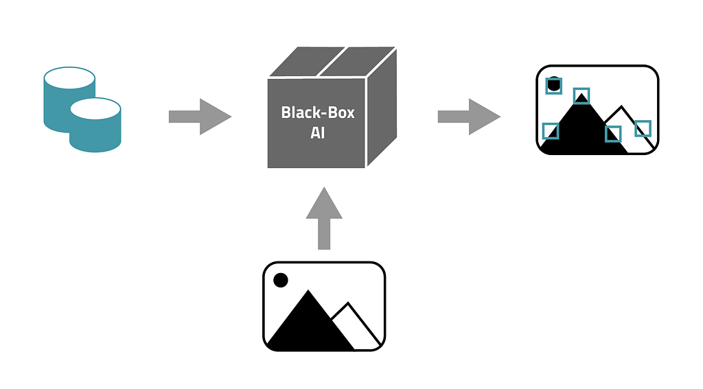 Visualisering af resultat forklaring i form af feature attribution for en black-box model til billeder.