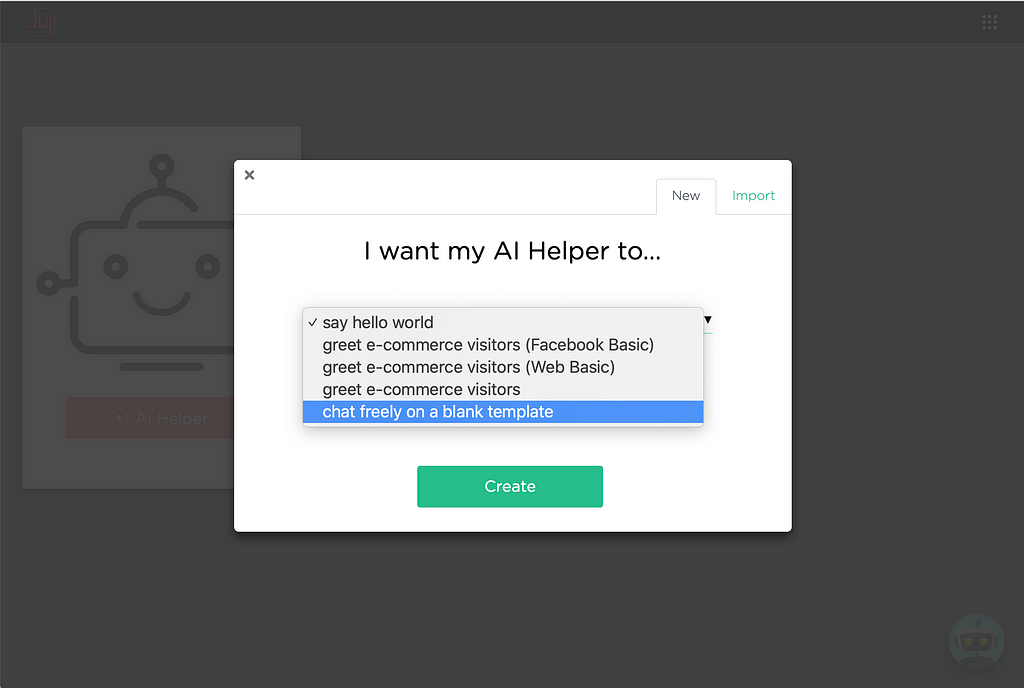 Create a new project on Juji Chatbot Platform