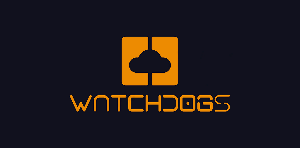 The logo for Watchdogs, consisting of an orange and black graphic with the silhouette of a cloud