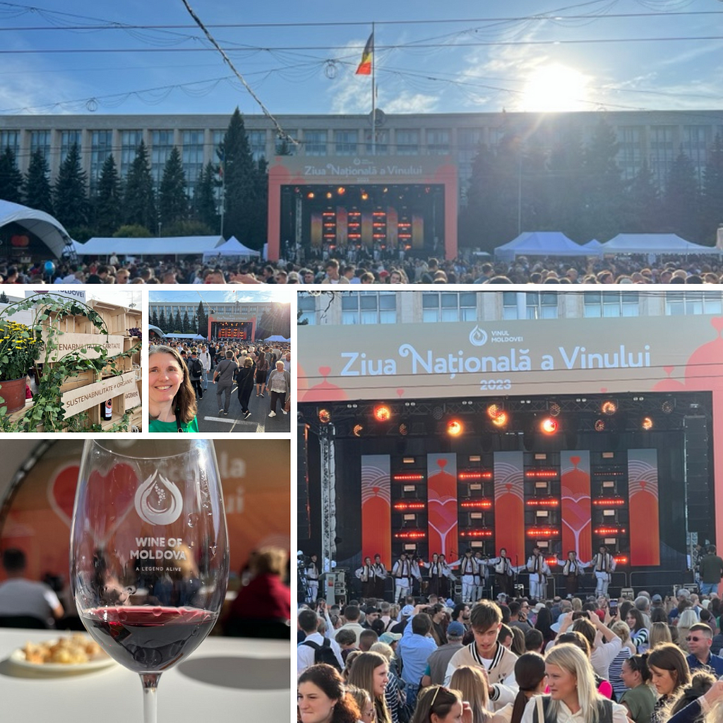 Photo collage of wine festival in Chisinau, Moldova (October 2023).