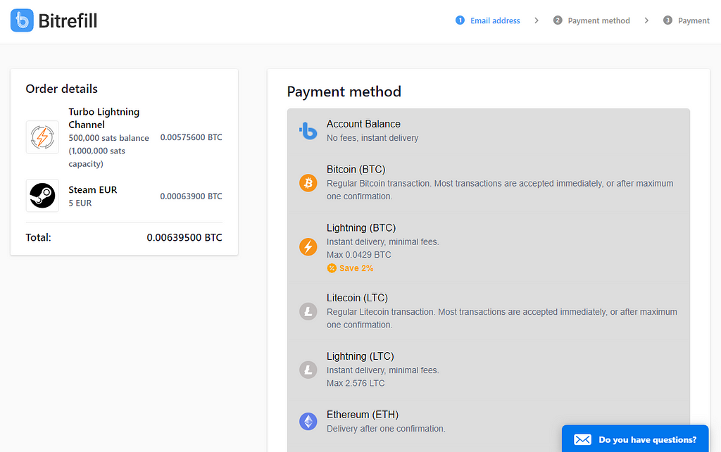 Review your order and see the total before choosing your payment method.