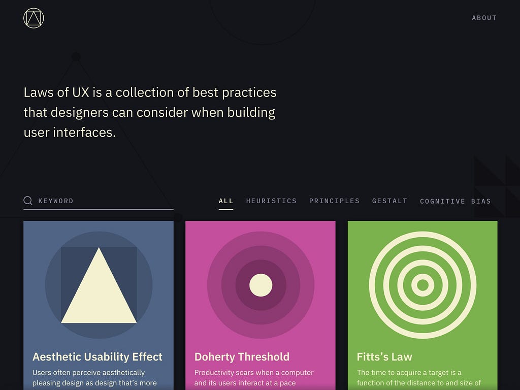 A Dribbble user’s redesign of the UX Laws website homepage.