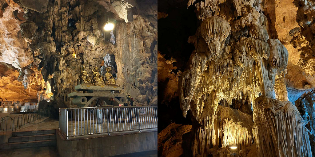 The limestone interior of the cave temple.