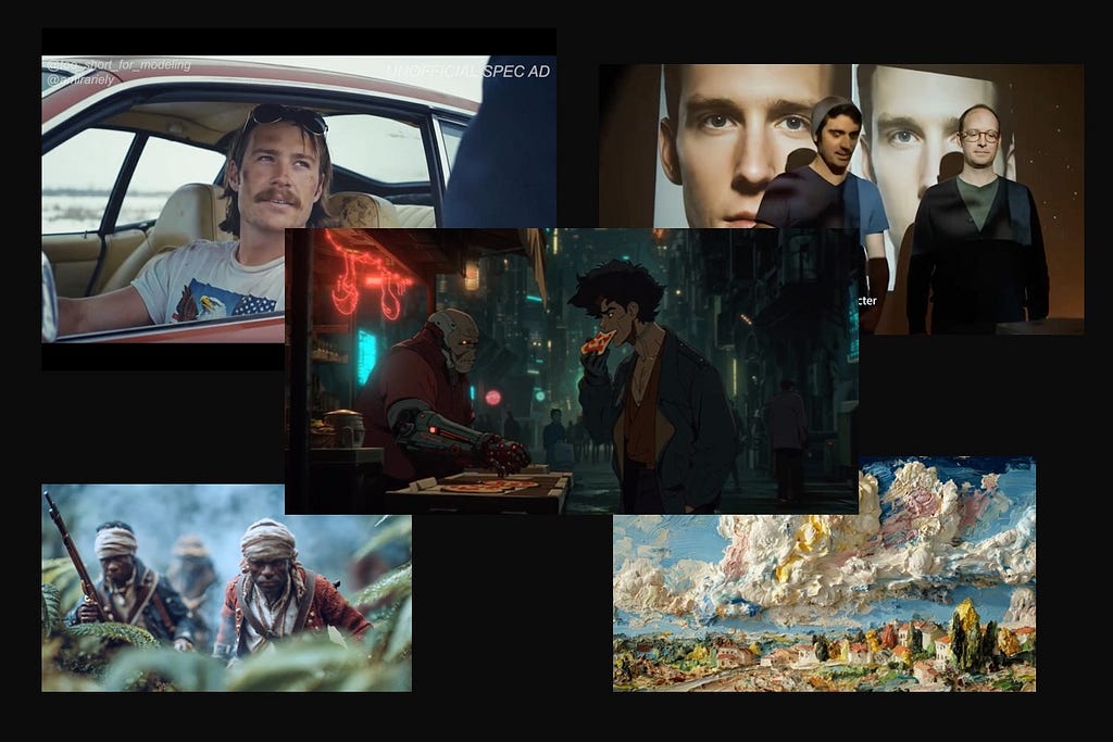 A montage of stills from 5 AI films you should know about this week
