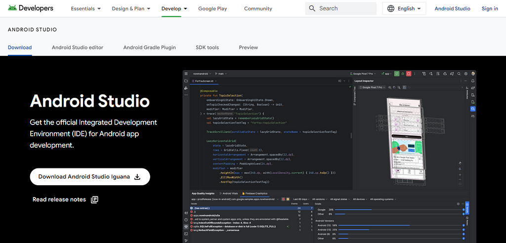 Android Studio Downloads Page