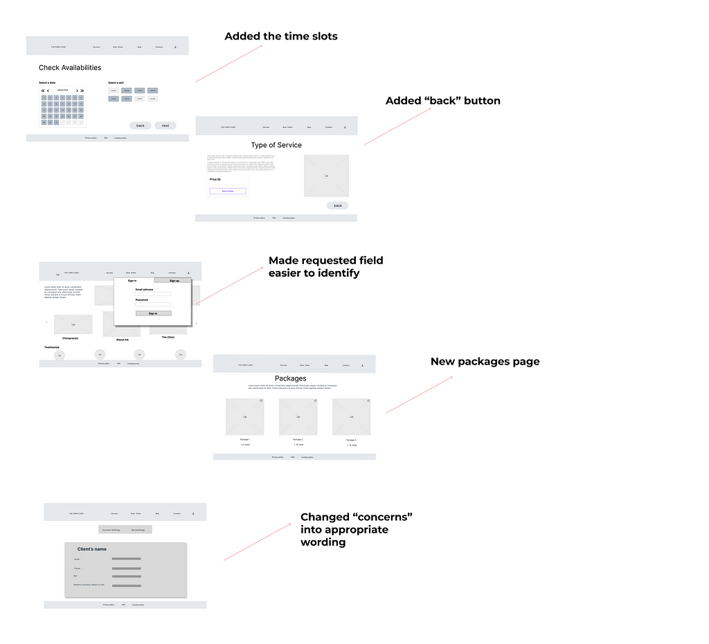 Mid fidelity wireframes iteration