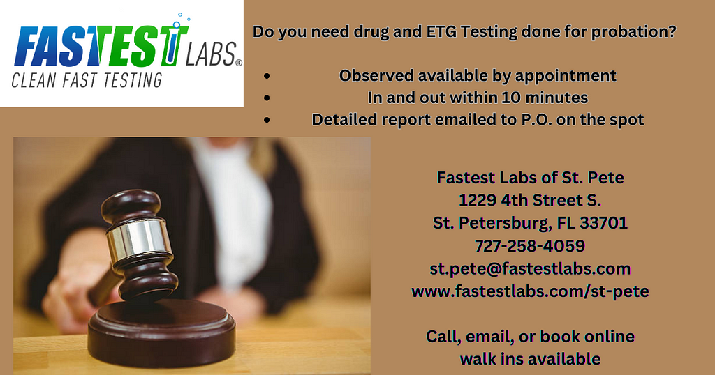 ETG testing Pinellas County, Alcohol Testing St. Petersburg