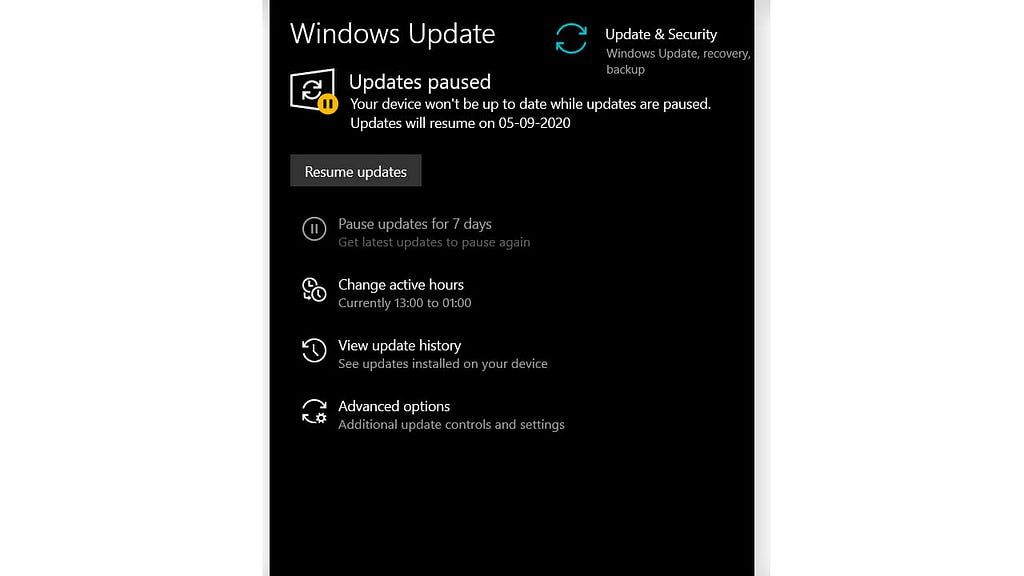 disable windows updates