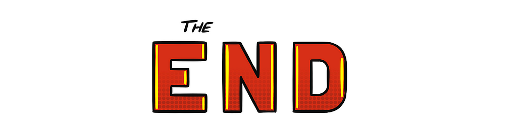 The end written in a comic-styled logo.