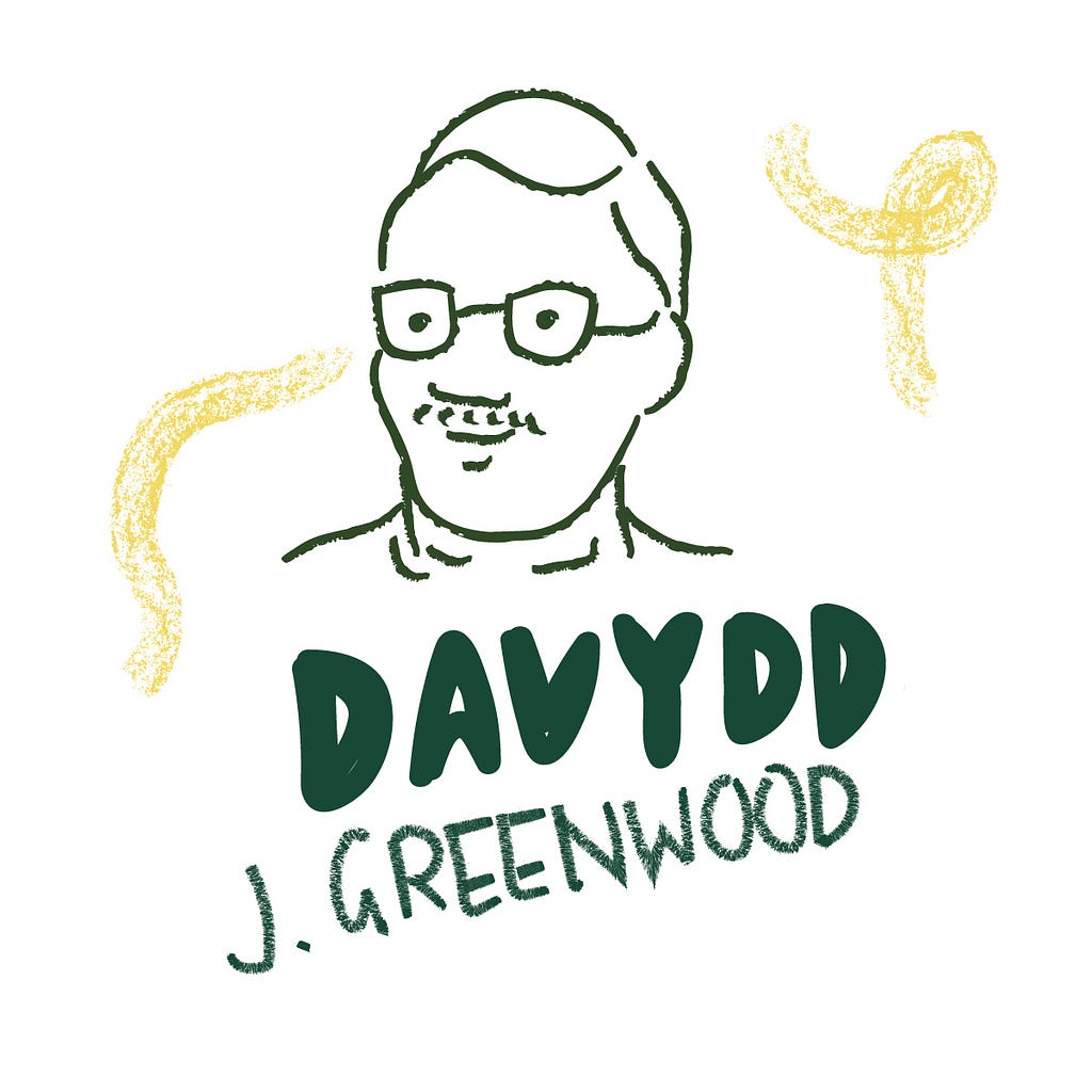 Sketch of Davydd J. Greenwood, person with a moustache and glasses
