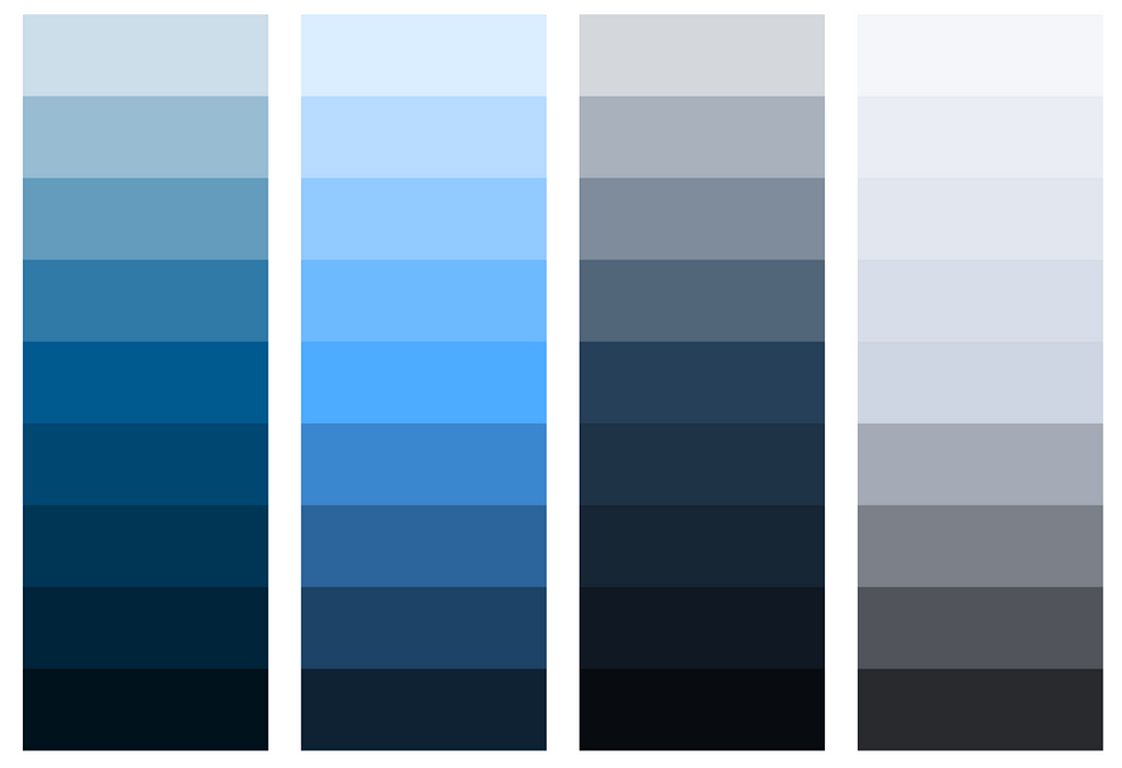 The base Astro UXDS blue color palettes