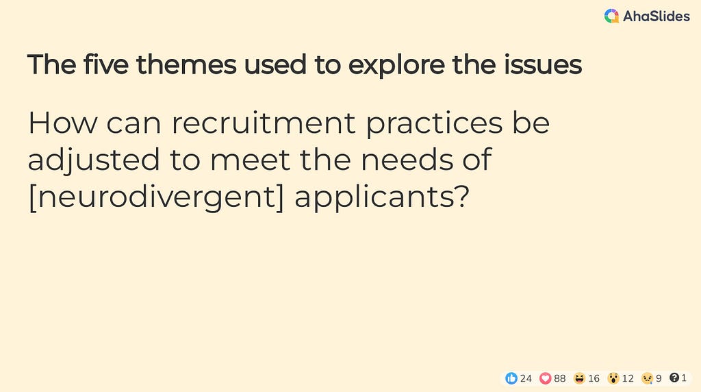 3/5 How can recruitment practices be adjusted to meet the needs of [neurodivergent] applicants?