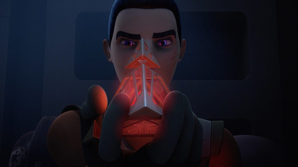 Ezra Bridger brings back a Sith holocron from Malachor. S2E18 of Star Wars Rebels.