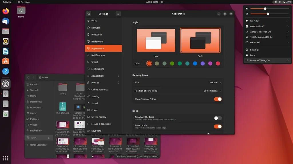Imagem da Interface da distribuição Ubuntu 22.04