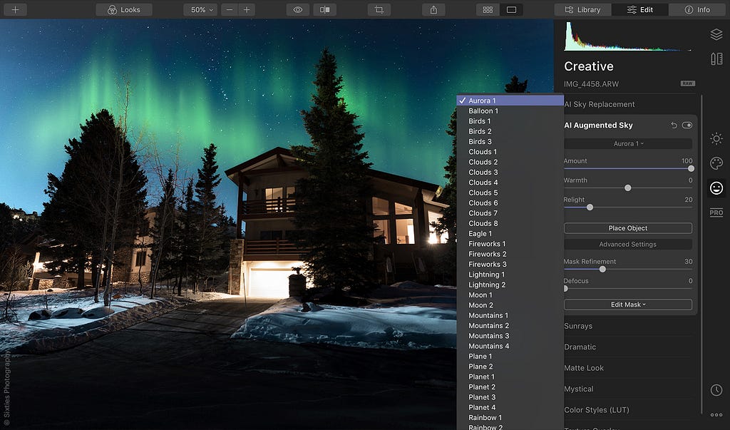 Inside the Creative tab of Luminar 4.2, you’ll find a new tool called AI Augmented Sky.