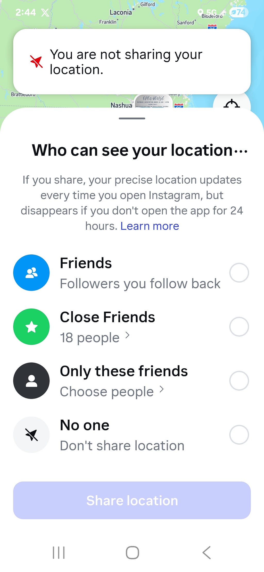 New friends map on Instagram